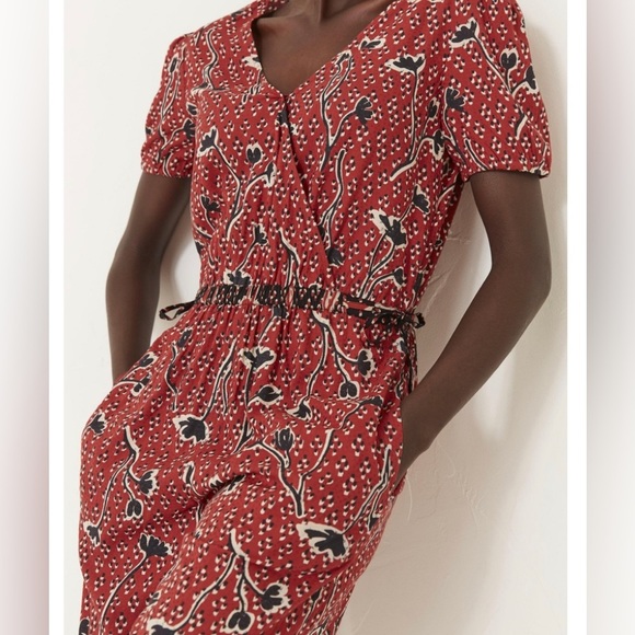 Fat Face Pants - FAT Face Rachel Pressed Flowers Jumpsuit Brick Size 4 US Size 8 UK